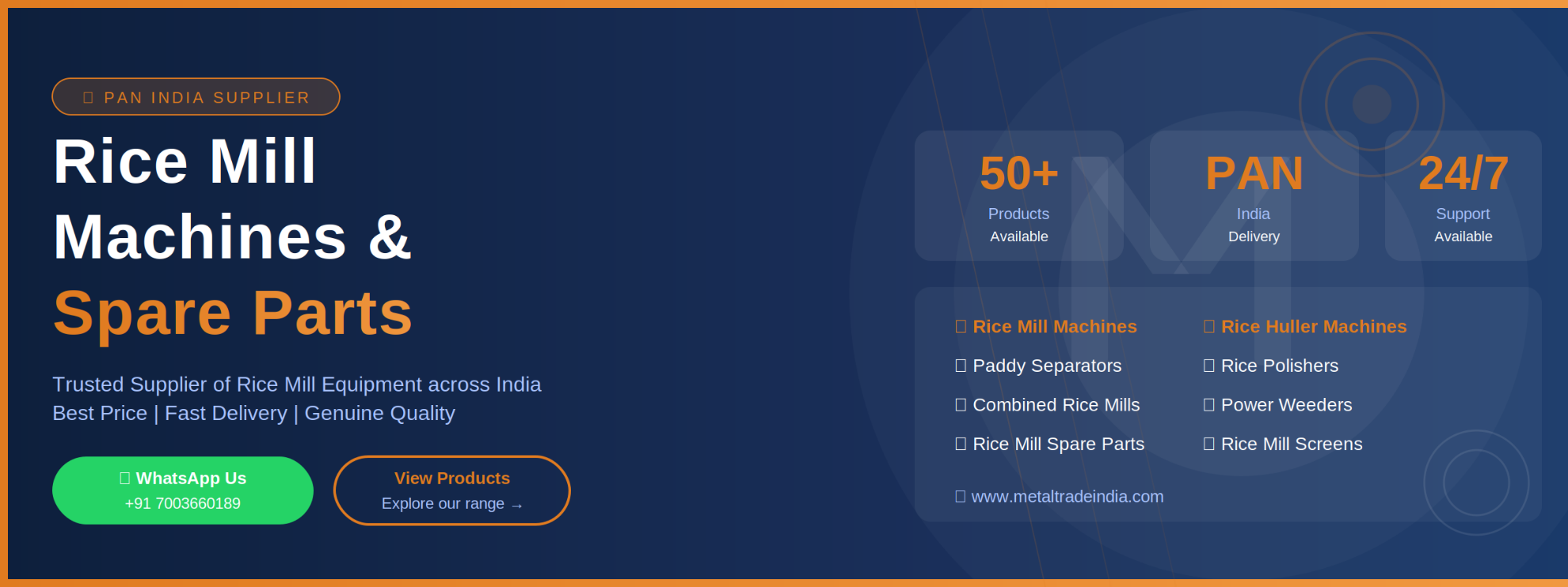Rice Mill Machine Supplier India - Metal Trade India